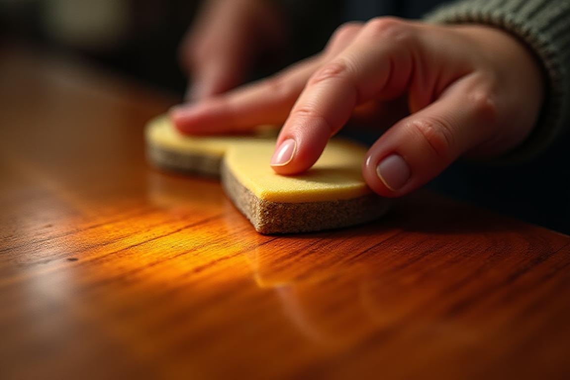 French polishing technique on antique wood furniture