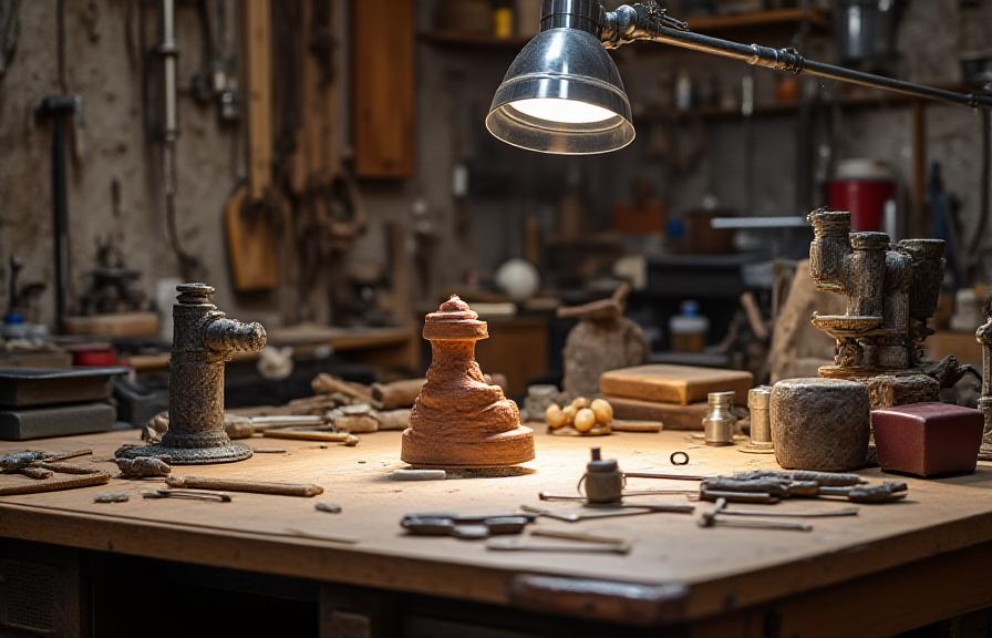 Professional restoration workspace for high-value antiques